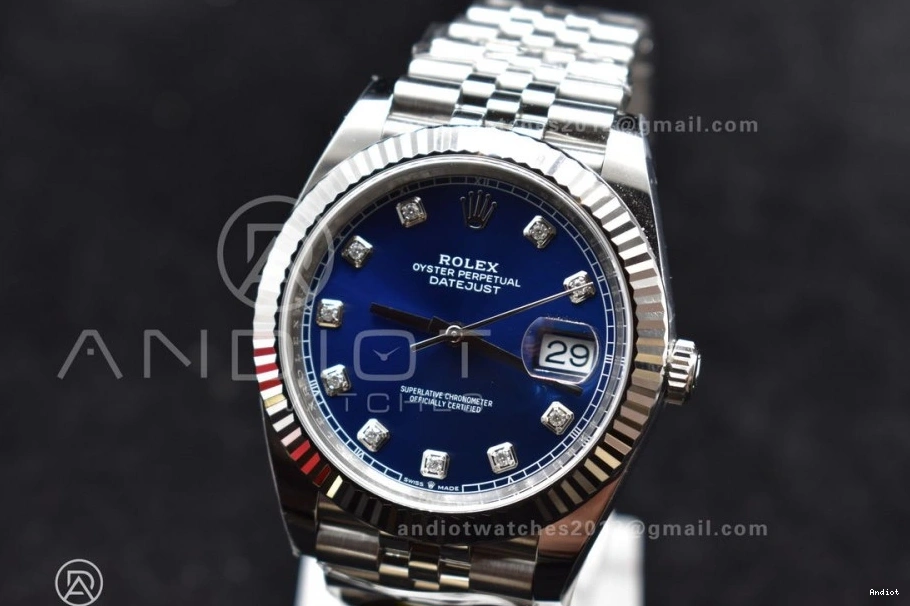 1:1 Jubilee DateJust Steel SS Clean On 41 Best Edition Diamonds VR3235 Blue Dial 904L 126334 Bracelet 0504